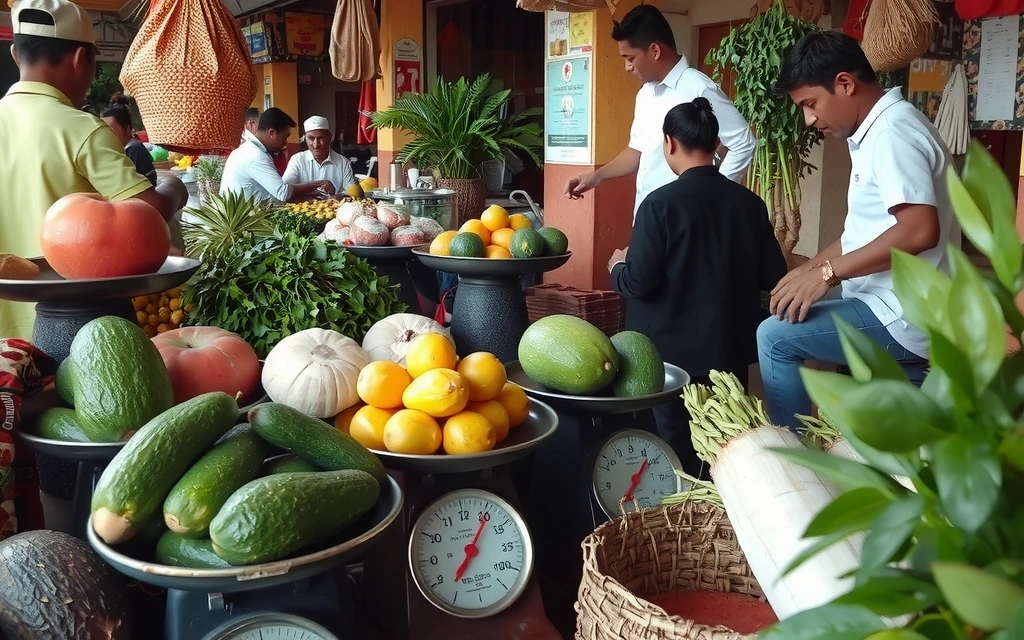 Indonesian traditional market with fresh ingredients and local vendors