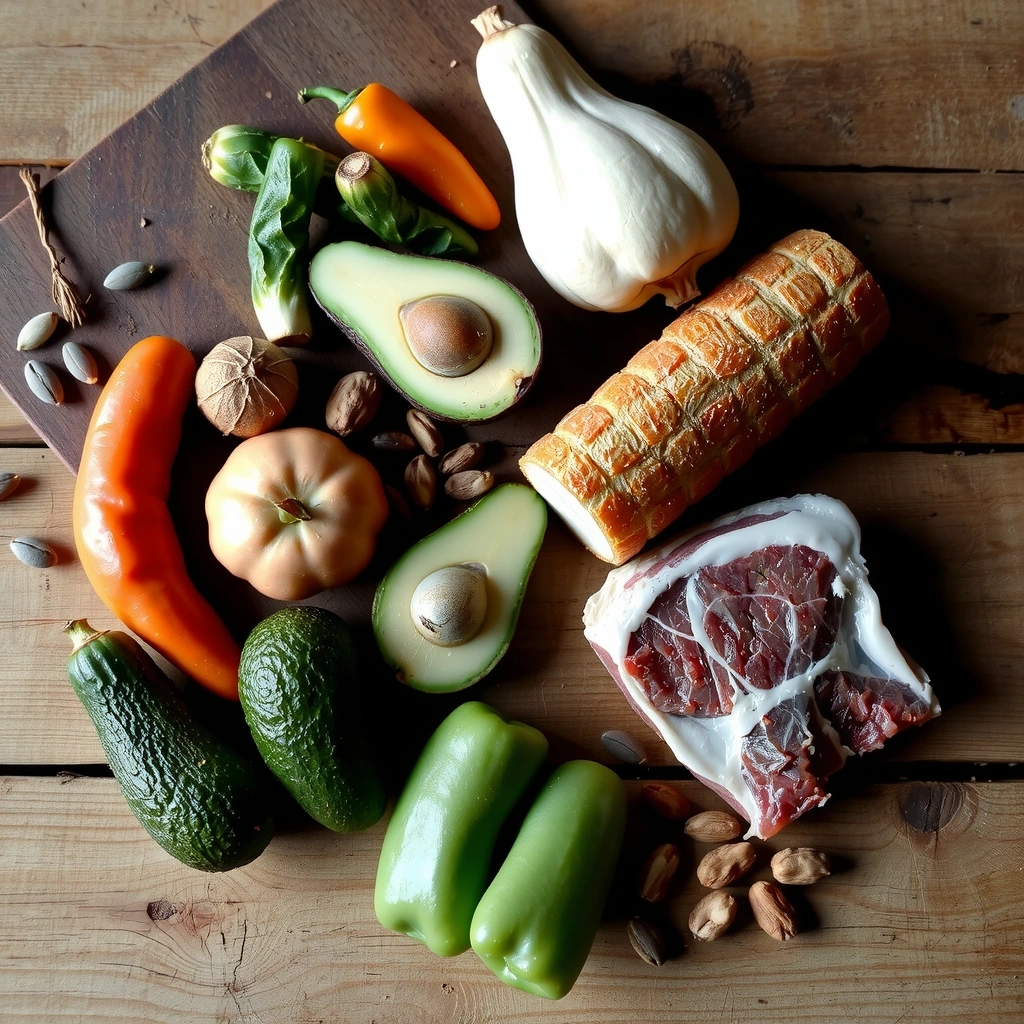 Fresh organic ingredients representing ancestral nutrition philosophy