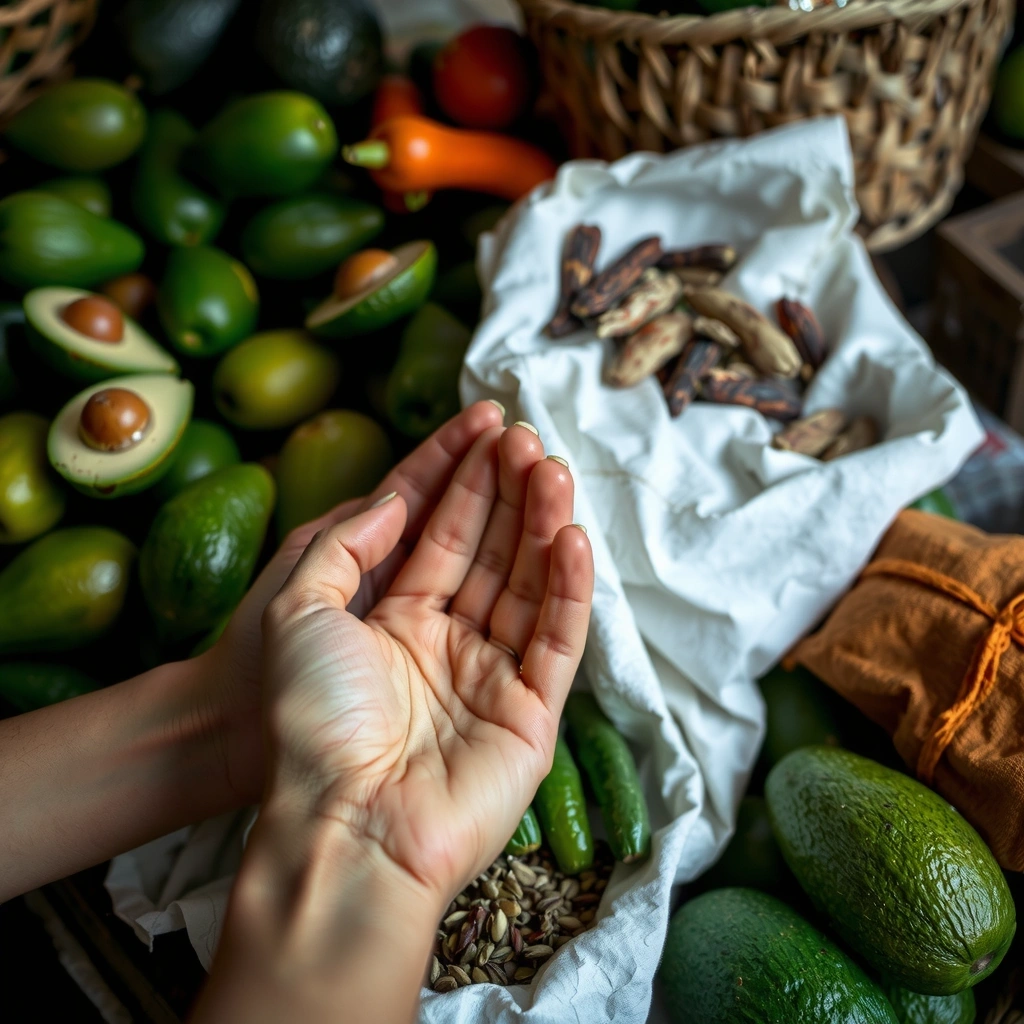 Hands examining fresh Indonesian produce quality