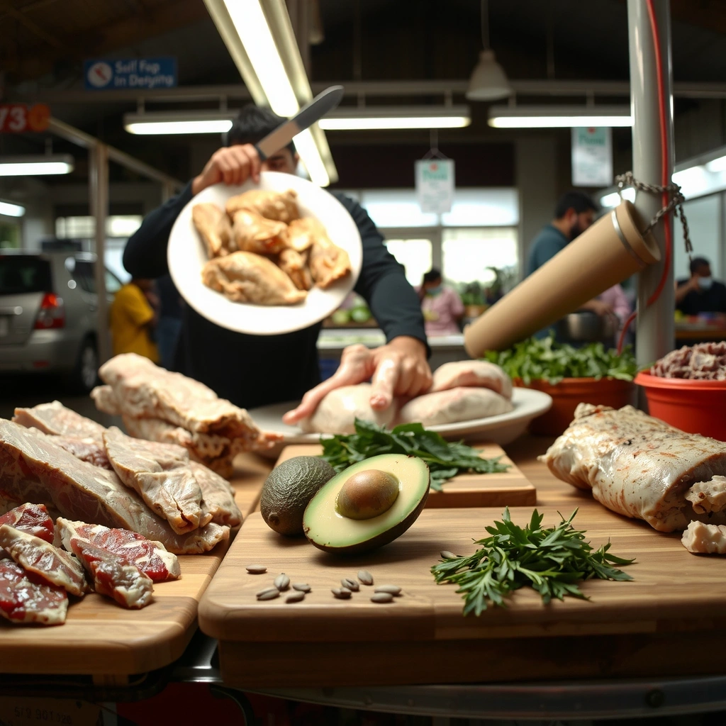 Indonesian meat cuts and preparation at traditional market