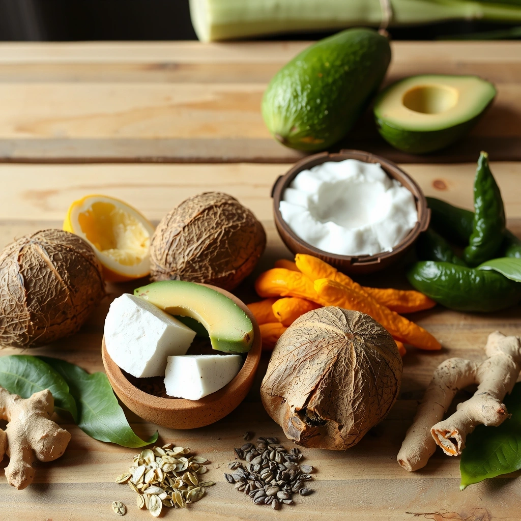 Indonesian paleo kitchen with fresh tropical ingredients