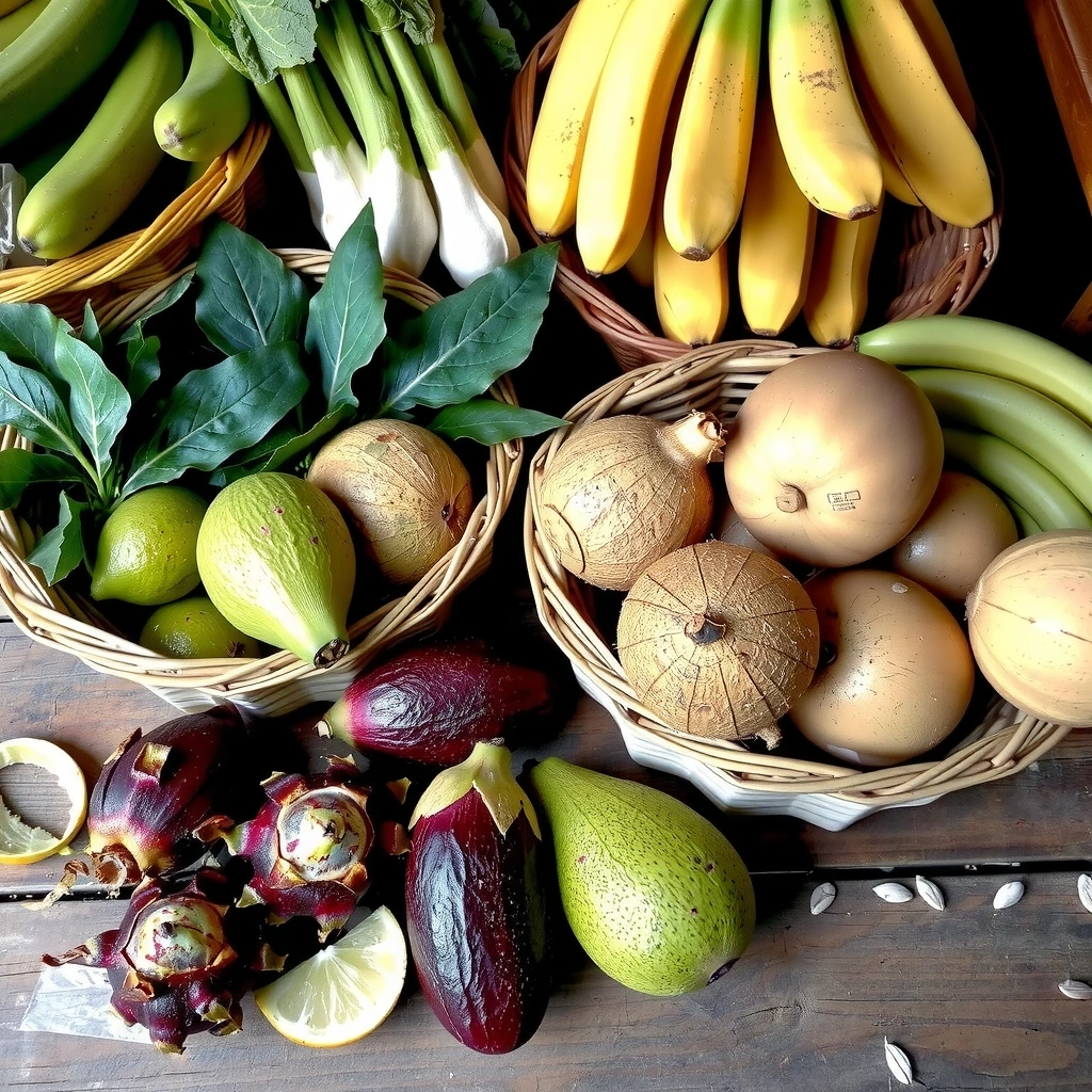 Tropical Indonesian vegetables and fruits for paleo diet